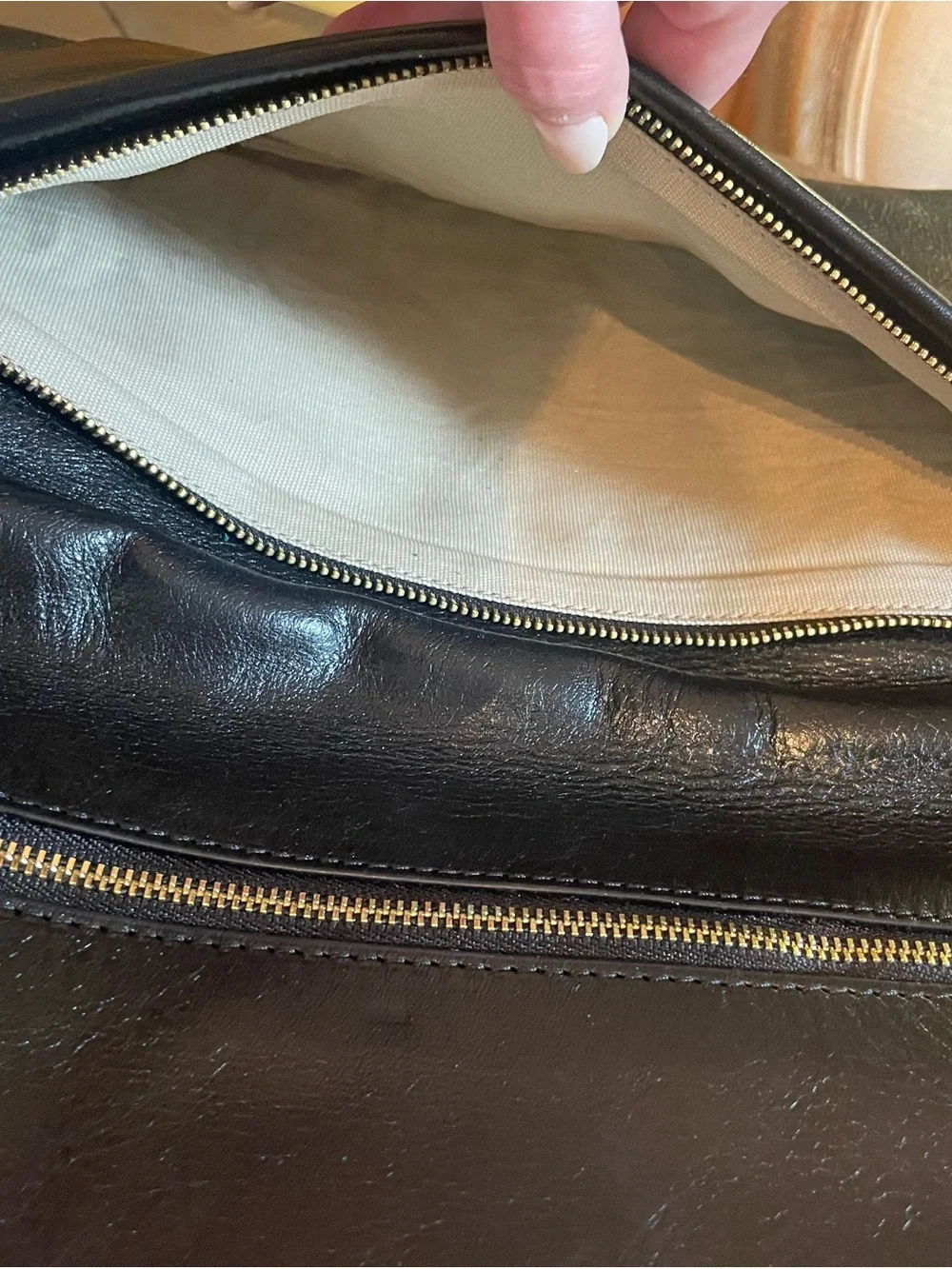 Like New Tory Burch Black Leather Clutch/Shoulder Bag with Gold Logo Accent
